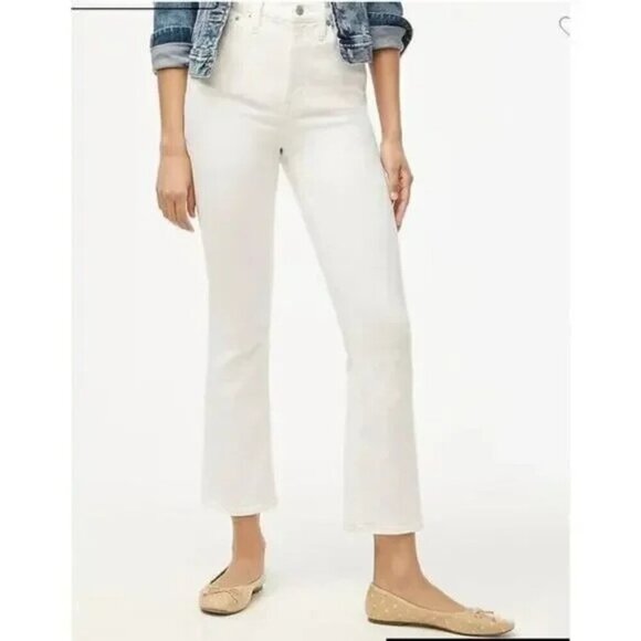 J. Crew Women's Tall Mid-Rise Flare Crop White 29 Tall NWT - Picture 1 of 9